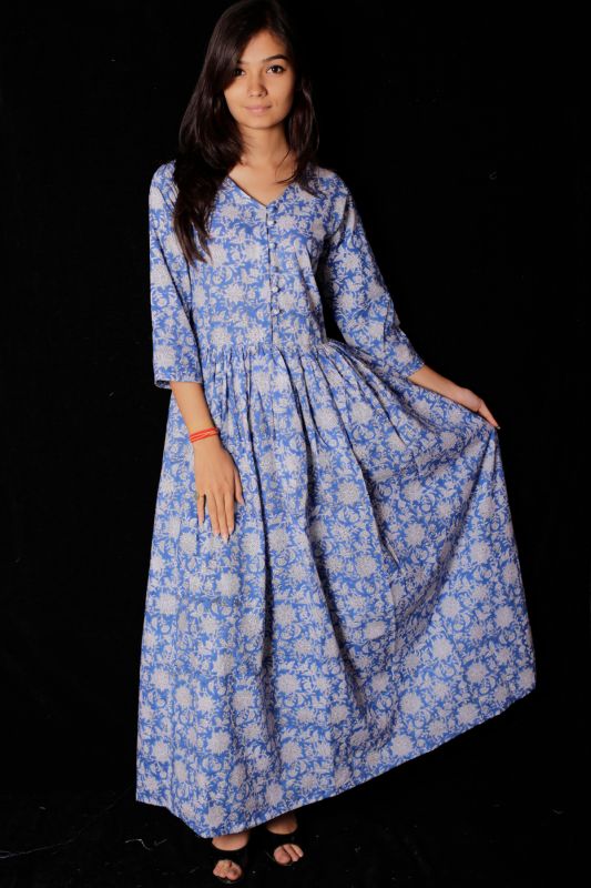 Indian Hand Block Printed Dresses Online - Shivalaya Jaipur