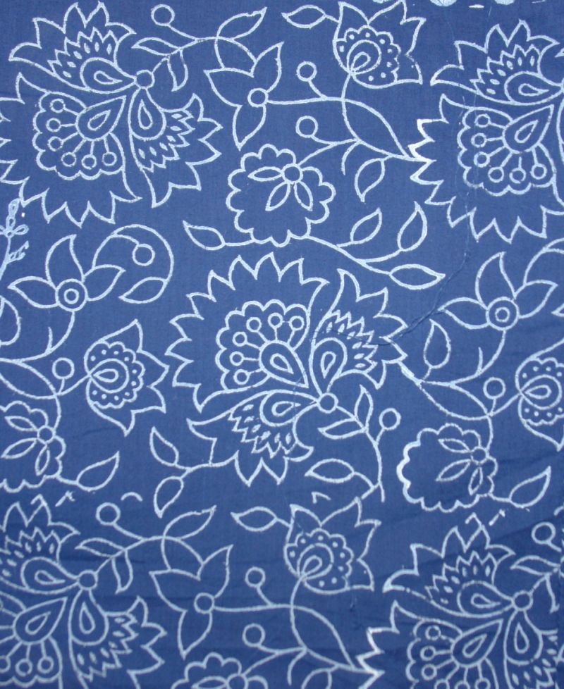 Indigo Dyed Floral Block Print Cotton Fabric - SHJ-HBPF-026 - Shivalaya ...